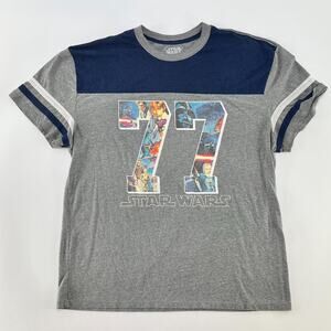 STAR WARS 77 GRAPHIC T SHIRT Tee Gray Blue Cotton Blend Jersey Style Vintage XL